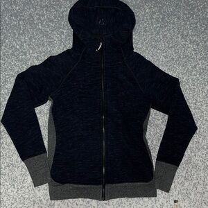 lululemon athletica Scuba Full-Zip Hoodie Black and Heathered Medium Grey Size 8